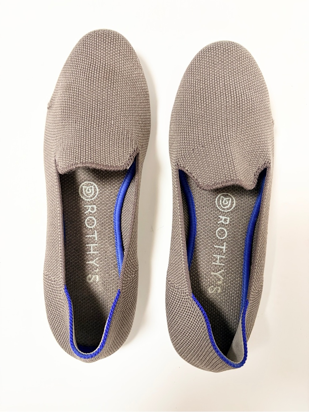 Rothy's Brown Flats with Blue Trim
